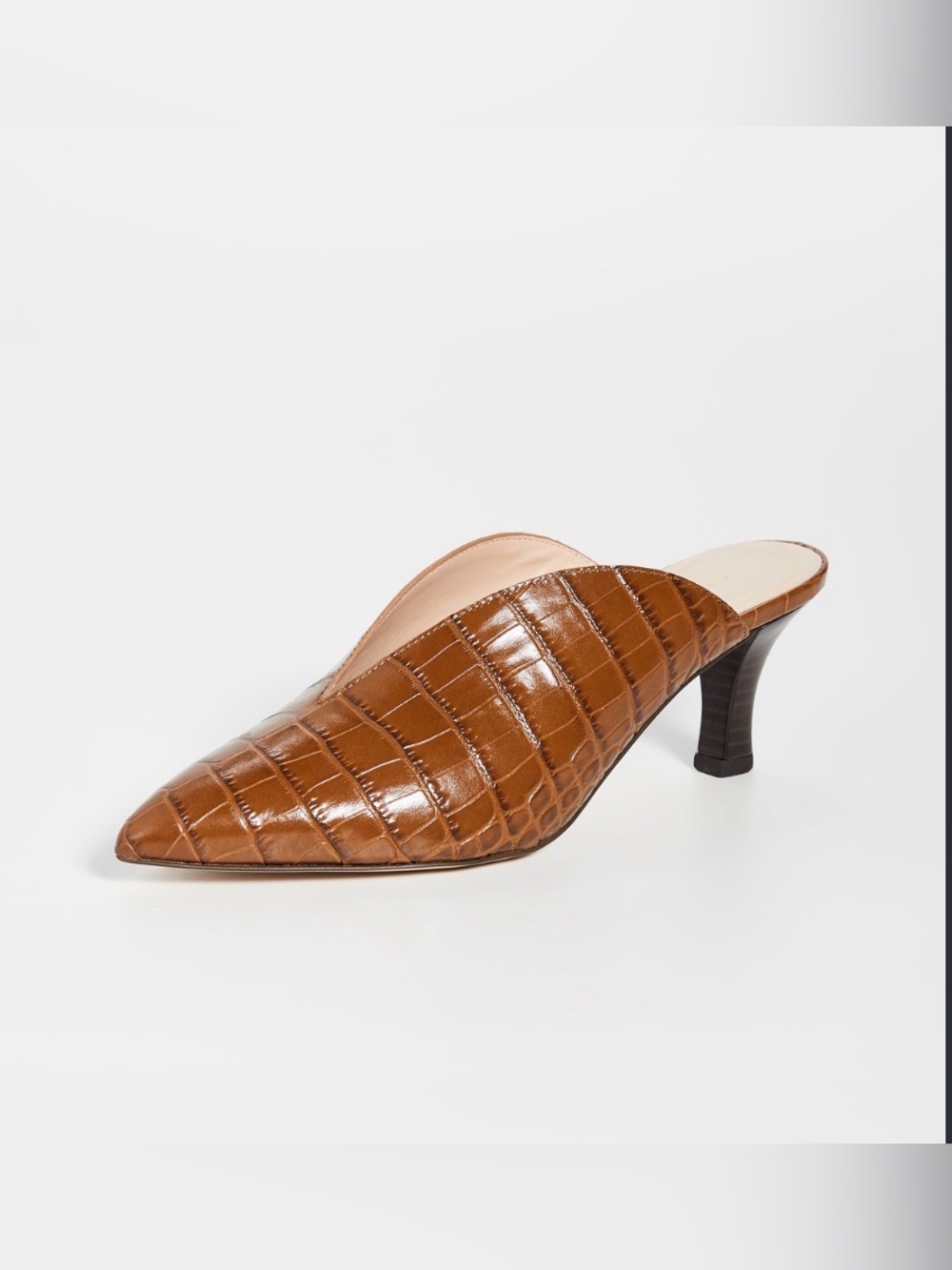 Club Monaco Nadhine Mules in brown crocodile-print leather Kitten Heel Mules NWT